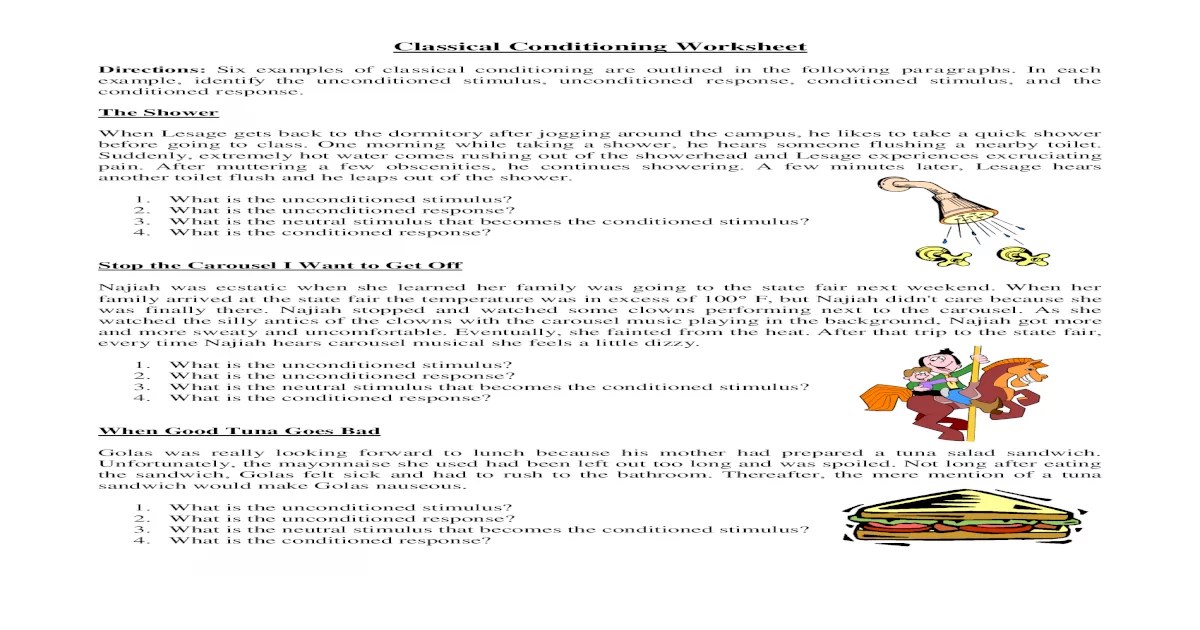 Conditioning worksheet operant studylib