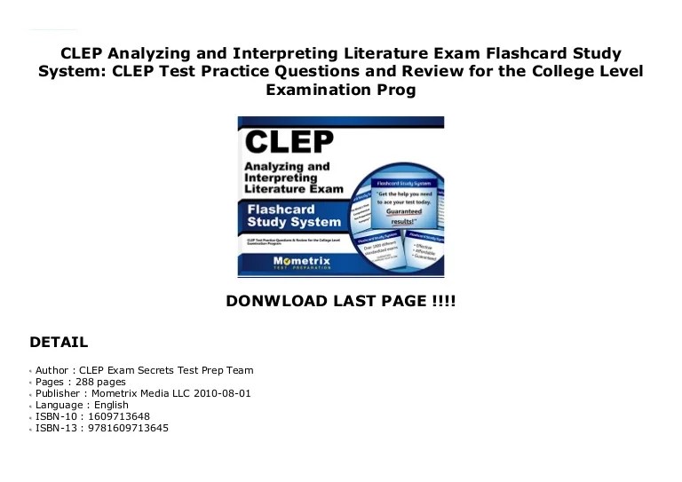 Analyzing and interpreting literature clep practice questions